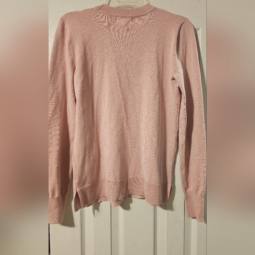 Marled Love Heart Lightweight Sweater Rayon Pink White Women's Size XS - Picture 2 of 6